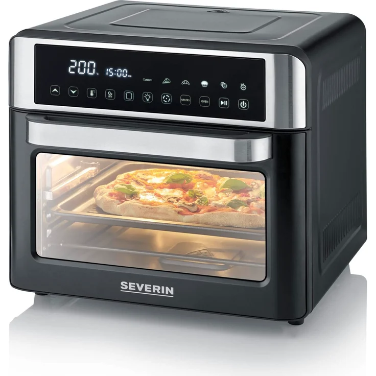 Severin 2-in-1 Toastofen & Heißluftfritteuse, 25L, mit LED-Display, Timer, 12 Auto-Programmen, 40-220°C, 2.200W, inkl. Backblech, Grillrost und Frittierkorb