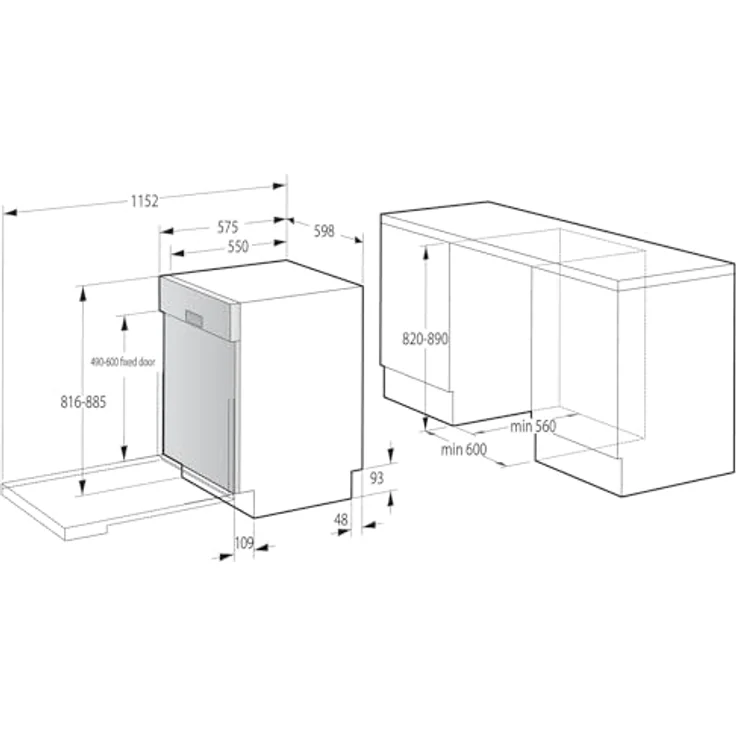 Gorenje GI642E90, teilintegrierbarer Geschirrspüler mit Edelstahlblende, 13 Maßgedecken, Eco-Programm und TouchControl Steuerung – Bild 8