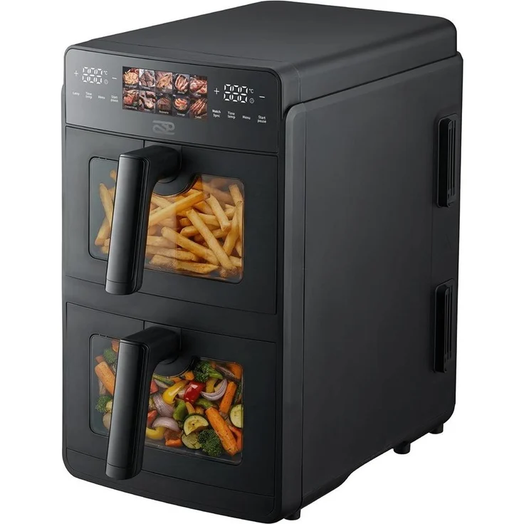 Promis 53 Doppel-Vertikal-Fettfreifritteuse 10 l, Heißluftfritteuse mit Touch-Display und Temperaturregelung 80-200 °C