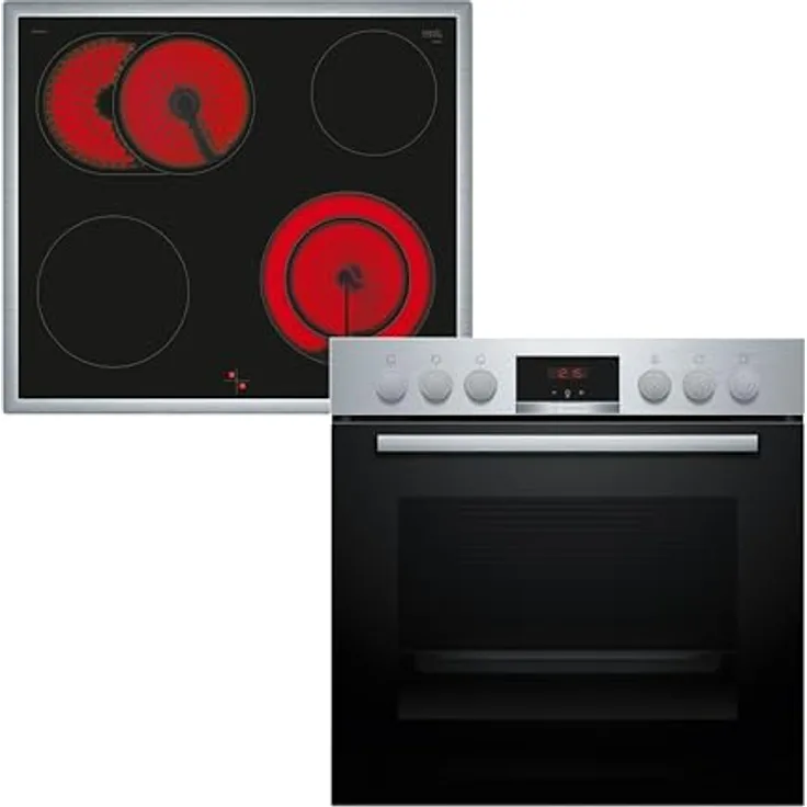 Bosch HND411LS63 Herdset, Einbaugerät mit 71 l Garraum, Glaskeramikkochfeld und Energieeffizienz A+