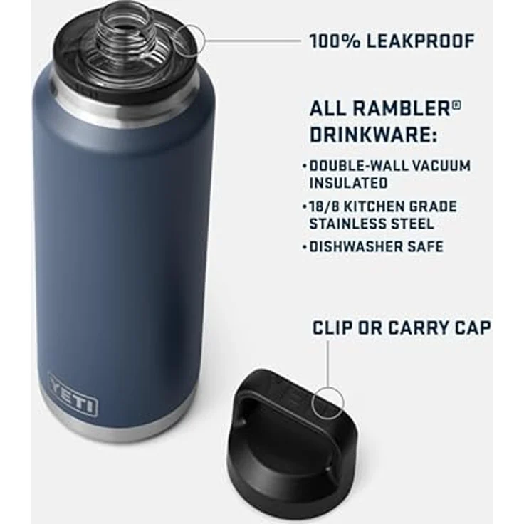 YETI Rambler Flasche mit Chug-Verschluss, doppelwandige Vakuumisolierung, 46 oz (1,3 L), Seafoam, 100 % auslaufsicher, spülmaschinenfest – Bild 4