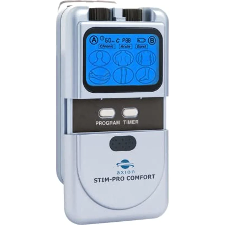axion TENS-Gerät STIM-Pro Comfort | Angebot mit Kontaktspray & Spezial Nacken Elektrode | 4X Elektroden-Pads 5x5 cm | Schmerztherapie an Nacken, Rücken, Gelenken | Zertifiziertes Medizinprodukt – Bild 2