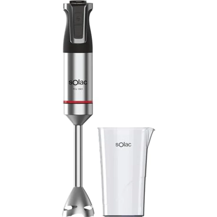 Solac Pro 1501, Stabmixer mit 1500 Watt, stufenloser Geschwindigkeitskontrolle, Edelstahl, Silber Schwarz, 0,7 Liter Gefäß – Bild 2