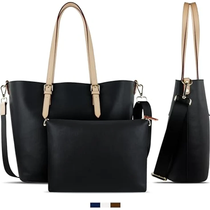 Bugatti Shopper Ella, L Einkaufstasche aus hochwertigem Kunstleder mit Bag in Bag, Schwarz – Bild 3