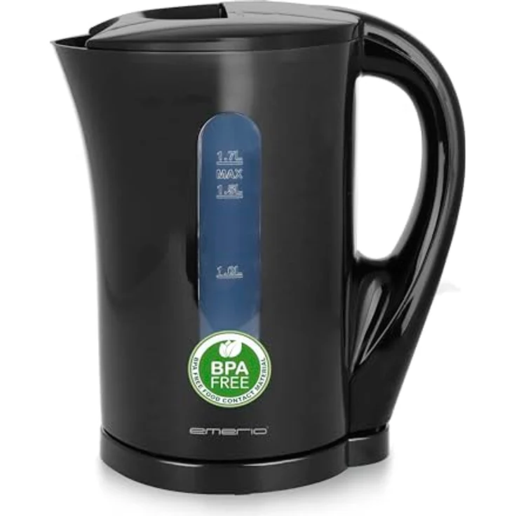 Emerio WK-125130 Wasserkocher, 1,7L, 2200W, automatische Abschaltung, Trockengehschutz, Überhitzungsschutz, Anti-Rutsch-Füße, Schwarz – Bild 1