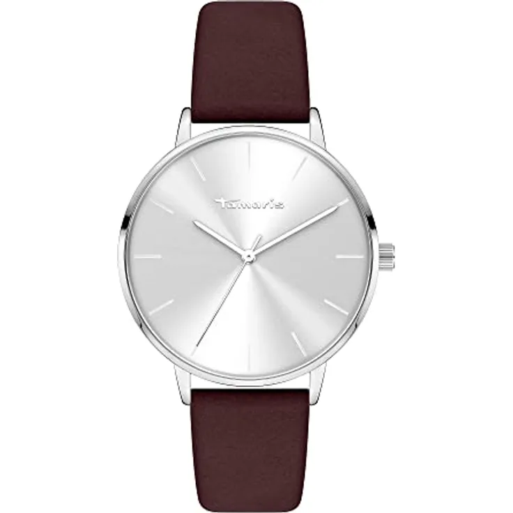 Tamaris TT-0079-LQ, Armbanduhr Silber mit Lederarmband, 36 mm Gehäuse, kratzunempfindliches Glas, wasserdicht bis 3 bar