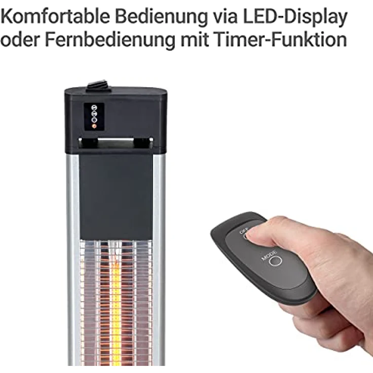 SUNTEC Infrarot-Heizstrahler mit Fernbedienung | Heat Patio 2000 Carbon Wärmestrahler für Terrasse | Outdoor Terrassenheizer für Balkon, Garten max. 2000 Watt Infrarotstrahler Strahlwasser-Schutz – Bild 4
