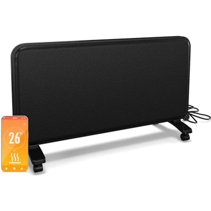 Blumfeldt Infrarotheizung 2000 W – Graphen-Heizelement, App & Touch-Steuerung, IP24, für Räume bis 20 m², Schwarz