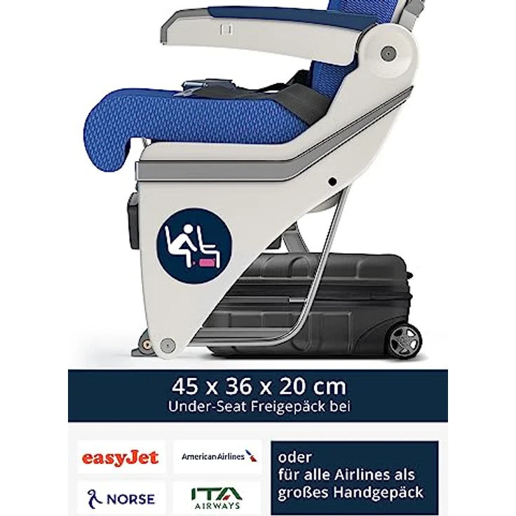 suitline Kleiner Koffer 45x36x20 cm, Easyjet Freigepäck Underseat Handgepäck, Bordgepäck Trolley leicht, 30 Liter, ABS Hartschale, Graphite – Bild 2