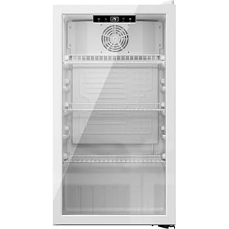 YUNA Cool-View GKS90W Glastürkühlschrank mit 89 L, digitale Temperaturanzeige, Umluftkühlung, Energieeffizienzklasse C, weiß