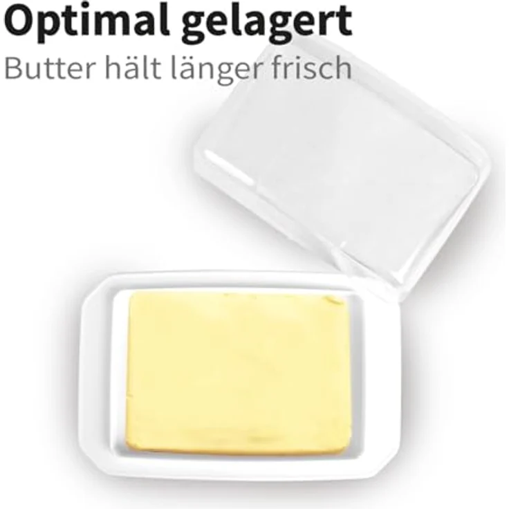 Pro Home Dekorative Butterdose - Transparent mit Deckel - Butterbox, spülmaschinenfest - BPA Frei Kunststoff - Butterschale für 250g Butter - Weiß – Bild 5