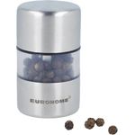 EUROHOME Gewürzmühle aus Edelstahl - Salz und Pfeffermühle mit Keramikmahlwerk - Mini Salz- und Pfefferstreuer 5,2 cm mit praktischem Blickfenster - Salzmühle als unverzichtbarer Küchenhelfer