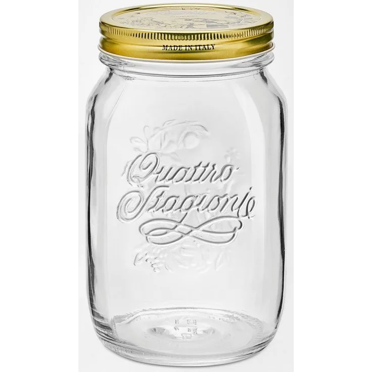 Bormioli Rocco Quattro Stagioni Einmachglas Set, 3-tlg., 1,0l, luftdicht, goldener Schraubverschluss