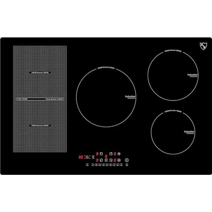 K&H Induktionskochfeld 80-IN-9200FLX, 5 Zonen Induktionskochplatte mit Sensor Touch Steuerung, autark, 80 cm, 9200 Watt, 17 Leistungsstufen, Glaskeramik Oberfläche – Bild 1