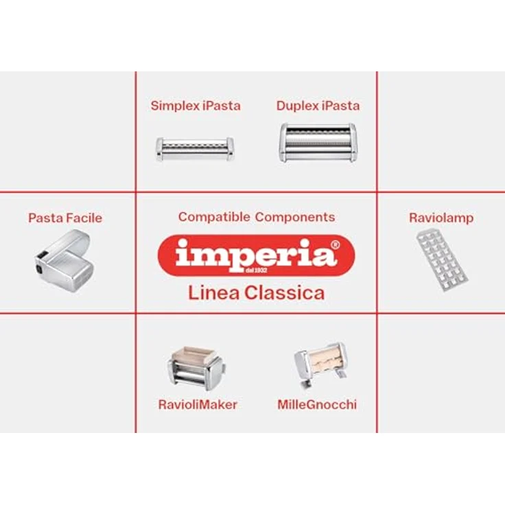 Imperia Electric Klassische Linie. Elektrische Nudelmaschine. 100% Made in Italy. Stahl, 220V Elektromotor. Für Lasagne, Tagliolini, Fettuccine. – Bild 5