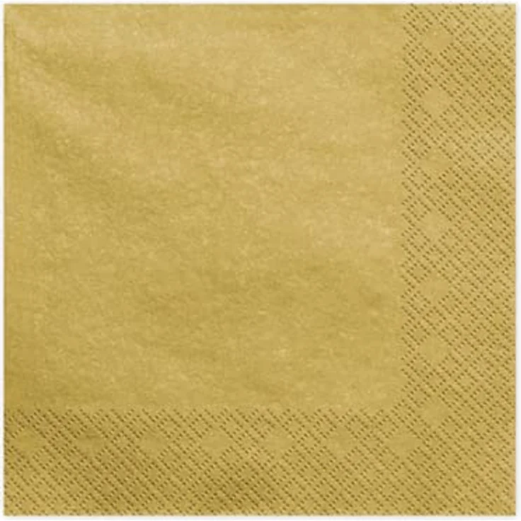PartyDeco Dreilagige Servietten gold met. 33x33cm 20 Stk. Hochzeit Geburtstag Weihnachten Silvester Karneval – Bild 1