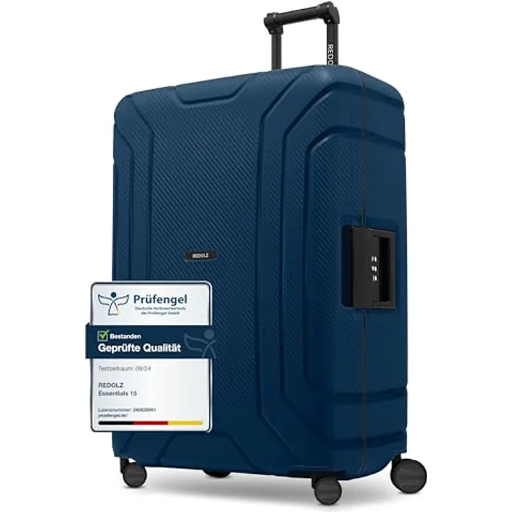 REDOLZ Hartschalen Check-in Koffer Essentials 15, XL Trolley 53 x 28 x 75 cm, 100 Liter Volumen, 3-Punkt-Verschluss, TSA-Schloss, 4-Rollen aus Polypropylen