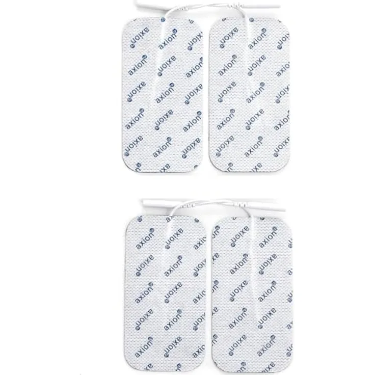 Axion Elektrodenpads, selbstklebende TENS EMS Elektroden, 10x5 cm, 2mm Steckanschluss, 4 Stück, für Prorelax und Promed