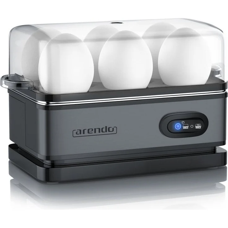 Arendo Sixcook Eierkocher, Edelstahl, 400 W, Warmhaltefunktion, Härtegrad einstellbar, 6 Eier, Blau