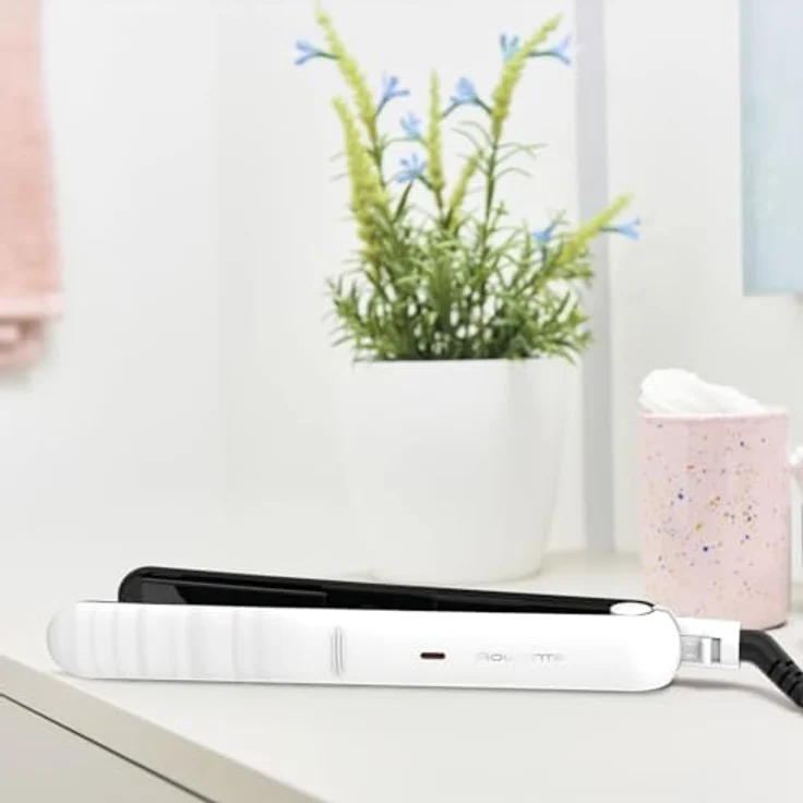 Glätteisen Rowenta SF3210F0 Optiliss, 10 Temperaturstufen, Keramikbeschichtung, Schwimmende Platten, Weiß-Schwarz – Bild 2