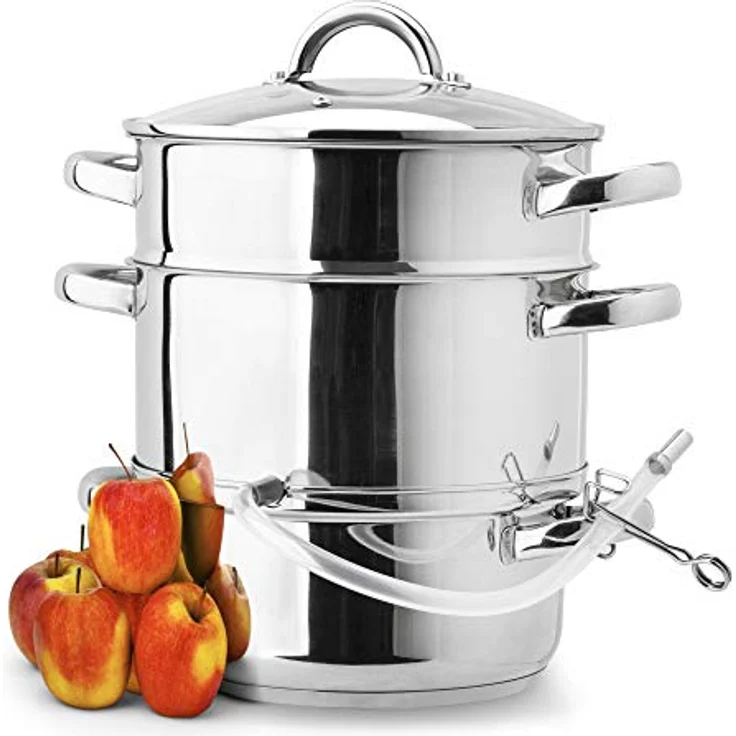 KÖNIGHOFFER Dampfentsafter Edelstahl Induktion ENTSAFTER Saftpresse Dampfgarer FRUCHTENTSAFTER Obst und Gemüse Küchengerät Multifunktion - 5 Liter | 8 Liter (5 Liter) - Edelstahl Entsafter mit Glasdeckel und 5 Liter Fassungsvermögen - Preisvergleich – Bild 1