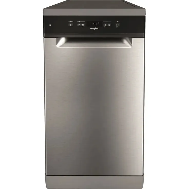 Whirlpool WSFC 3M27 X, Freistehender Geschirrspüler mit 10 Massgedecken, Edelstahl schwarz, 45 cm breit, 47 dB, Eco-Programm, Aquastop-System