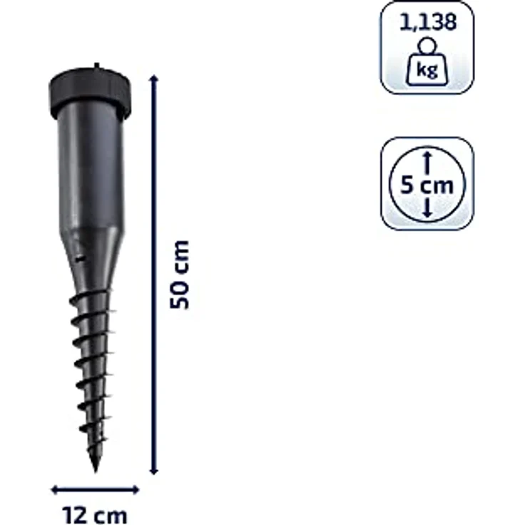 Leifheit Zentrier Bodendübel für Wäscheschirme mit 50 mm Durchmesser, Bodenhülse mit Eindrehstange, Bodenanker mit Exzenter zur einfachen Ausrichtung – Bild 4