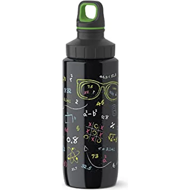 Emsa Light Steel 518351 Edelstahl Trinkflasche, 0,6 Liter, Schraubverschluss, Nerds – Bild 2