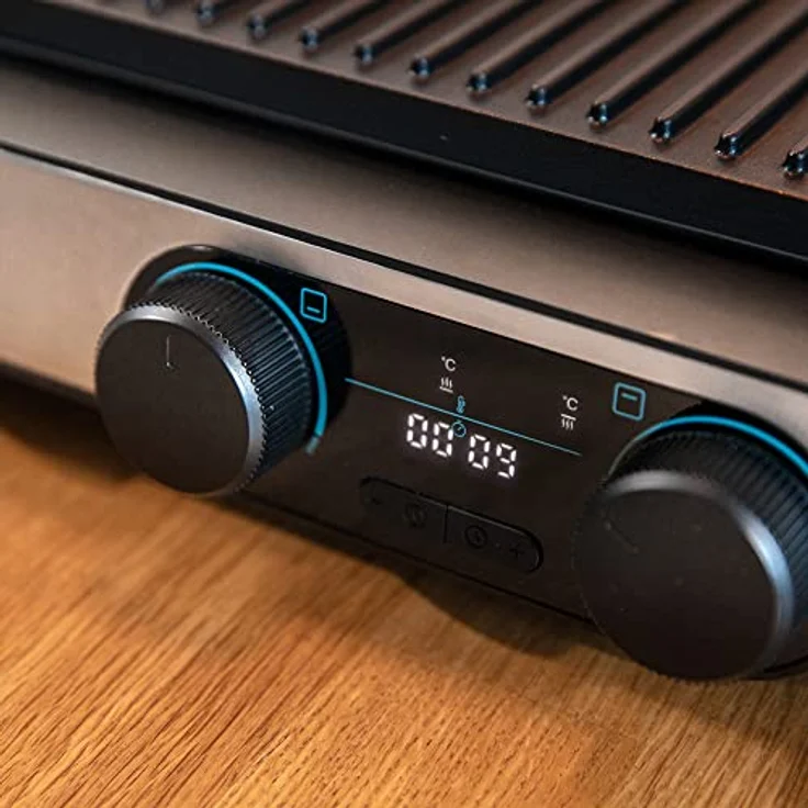 Cecotec Elektrischer Tischgrill Rock'nGrill Dual, 2000 W, Schwarz, Temperaturregelung auf jeder Platte unabhängig voneinander, abnehmbare und antihaftbeschichtete Platten, 180º zu öffnen – Bild 5