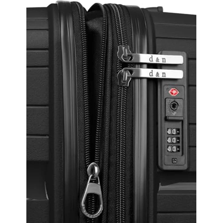 D&N Koffer Travel Line 4300-Plus 4 Rollen Trolley L 76 cm mit Dehnfalte Schwarz (96 l, XL) – Bild 5
