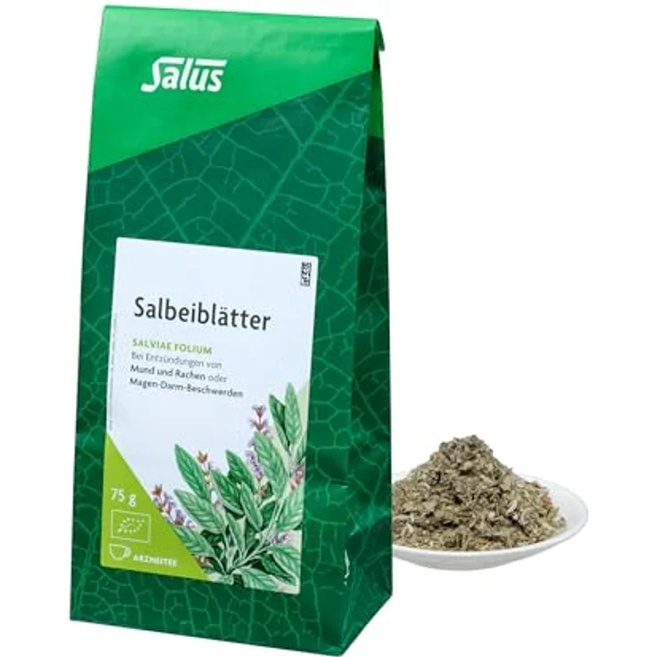 Salus Salbeiblätter Arzneitee, Bio Tee gegen Verdauungsbeschwerden und Entzündungen, 75 g – Bild 1