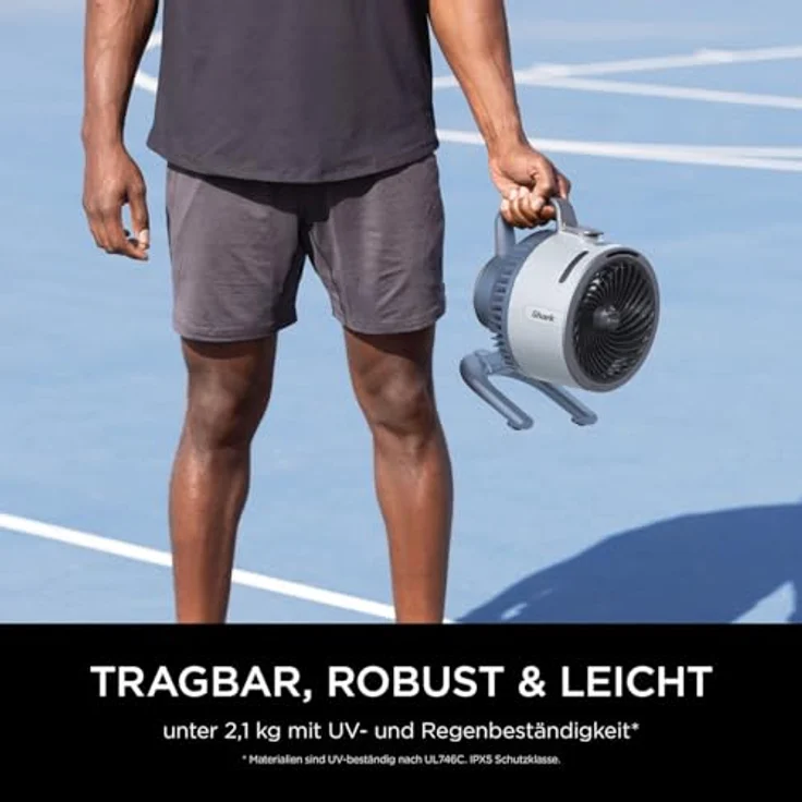 Shark FlexBreeze HydroGo, Starker Ventilator mit Sprühnebel für drinnen & draußen, leise, tragbar, kabellos und kabelgebunden, 5 Geschwindigkeiten, anthrazit, Modell FA050EUBL – Bild 2