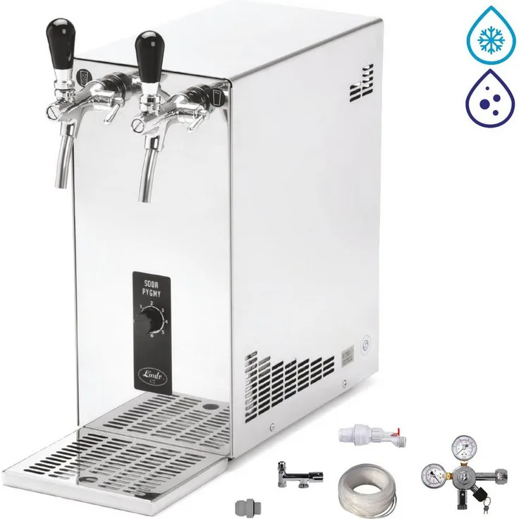 BieTal Wassersprudler Sprudelwasseranlage Tafelwassergerät 20 L/h, 2-leitig mit Kühlung, Trockenkühlung, R290, Compact Design