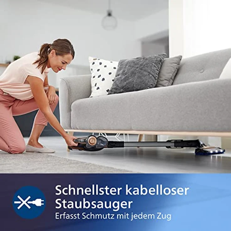 Philips FC6826-01 SpeedPro Max Kabelloser Staubsauger (mit Akku, 360°-Saugdüse, 65 Min. Akkulaufzeit) kupfer – Bild 4