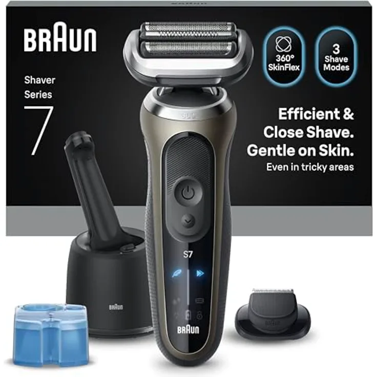 Braun Series 7 72-G7200cc, Elektrorasierer mit Präzisionstrimmer, wasserfest, 60 Minuten Akkulaufzeit, inklusive 4in1 SmartCare Center