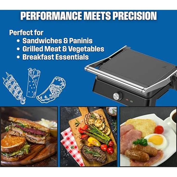 Westinghouse Kontaktgrill WKCG907BK, 2200 W, Antihaftbeschichtung, höhenverstelbar, 29 x 24 cm Grillfläche – Bild 10