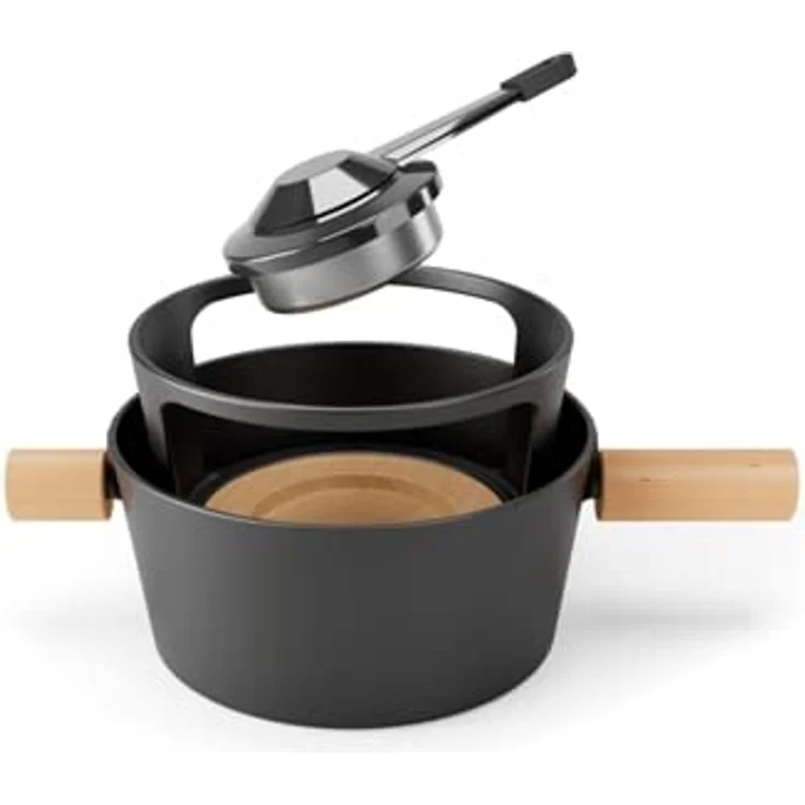 Stöckli 7576.80 Käsefonduegarnitur, Holz, Gusseisen, Schwarz - Gemütliche Fondue-Stunde mit alpinem Flair – Bild 2