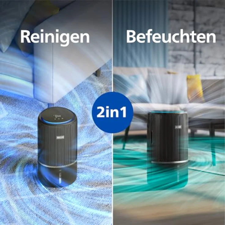 Philips 3400 Serie 2-in-1-Luftreiniger und -Luftbefeuchter, HEPA NanoProtect + Aktivkohlefilter, hygienische Luftbefeuchtung mit 650ml/h, CADR 300m³/h für 78 m² (AC3421/13) - Weiß – Bild 4
