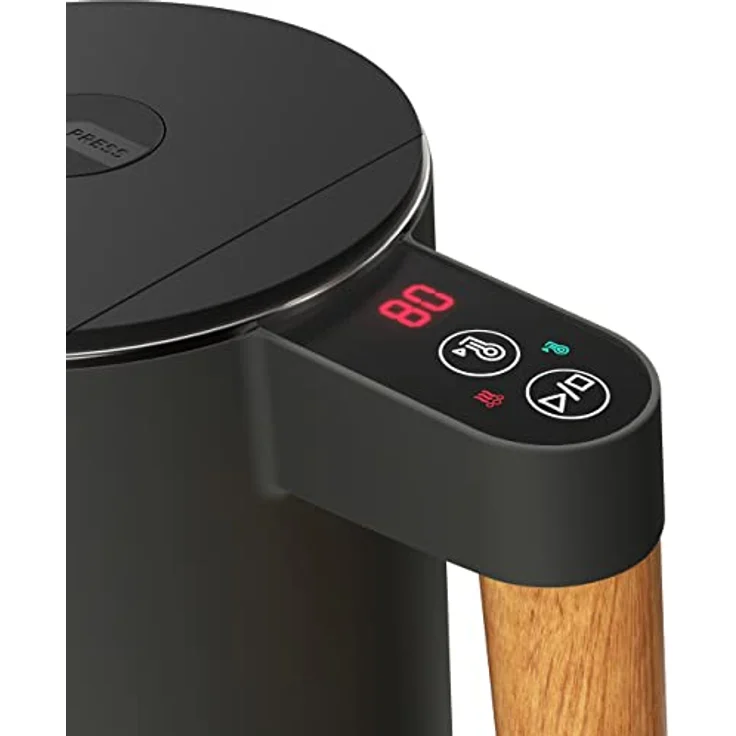 BALTER Edelstahl Wasserkocher mit Temperatureinstellung, 45°C-100°C, Doppelwand, BPA frei, leise & kabellos, Warmhaltefunktion, Teekocher mit Temperaturanzeige, 1.5L, 2200W, Schwarz (Blue Gray) – Bild 3