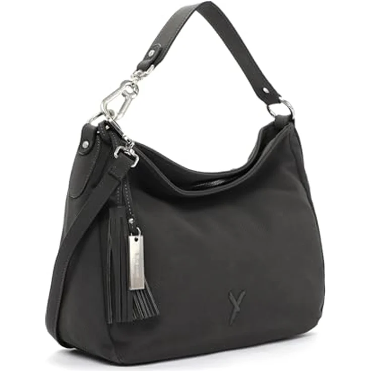 SURI FREY SFY Romy Beutel, Umhängetasche in Grau mit Lasercut-Optik, längenverstellbarem Umhängeriemen und Reißverschlussfächern – Bild 3