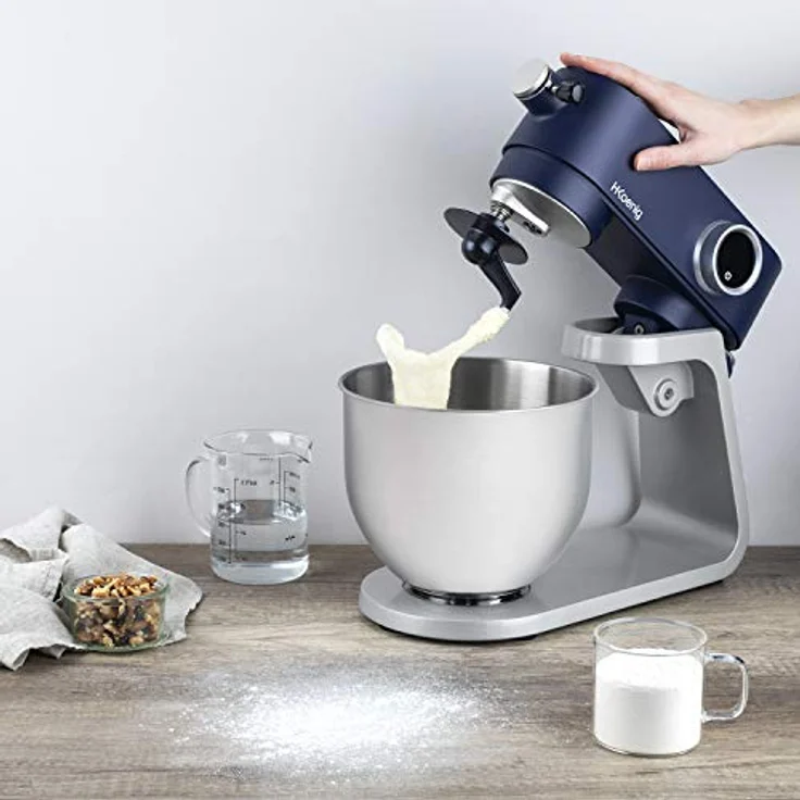 H.Koenig KM126 Küchenmaschine multifunktionell, 5 l, professionell, 800W 8 Geschwindigkeiten, blau – Bild 3