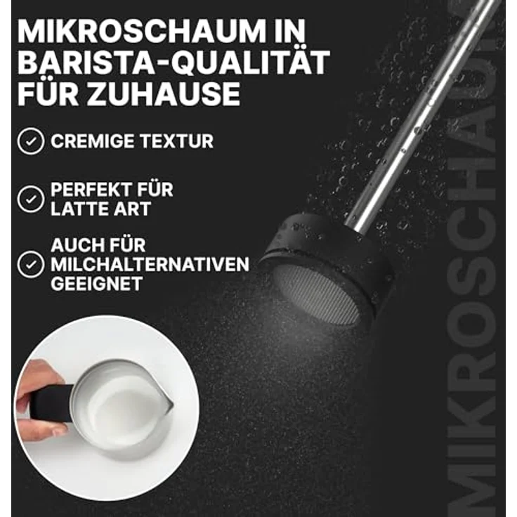 Subminimal NanoFoamer Lithium Handheld Frother, White Special Edition - Wiederaufladbarer, Dual-Speed Microfoamer für Barista-Stil Cappuccinos, Mikroschaum in 30 Sekunden, IP4 wasserdicht, leicht zu reinigen – Bild 2