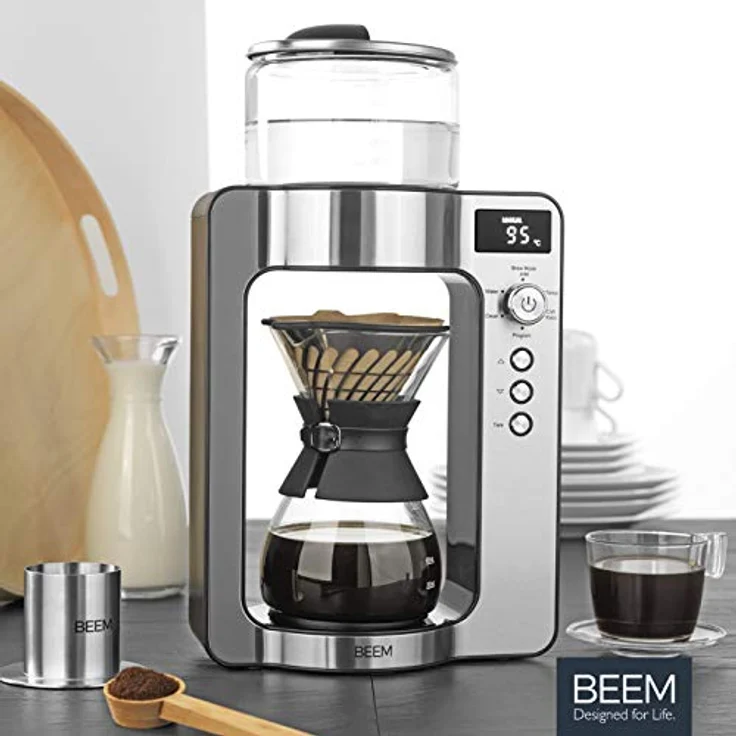 BEEM POUR OVER Filterkaffeemaschine mit Waage - Glas, BASIC SELECTION, Edelstahl, 0,75 l Glaskaraffe, Direktbrüh-Prinzip, Rotierender Brühkopf – Bild 6