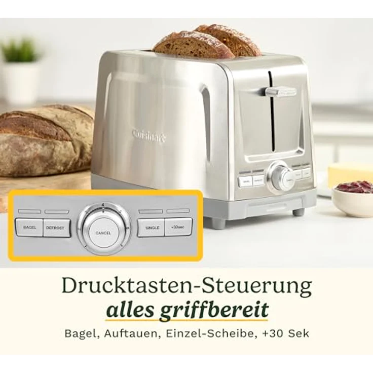 Cuisinart Core Collection 2-Scheiben-Toaster mit extra-langen Schlitzen, Bagel-Funktion, High-Lift Quickview™ und Edelstahl-Design – Bild 3
