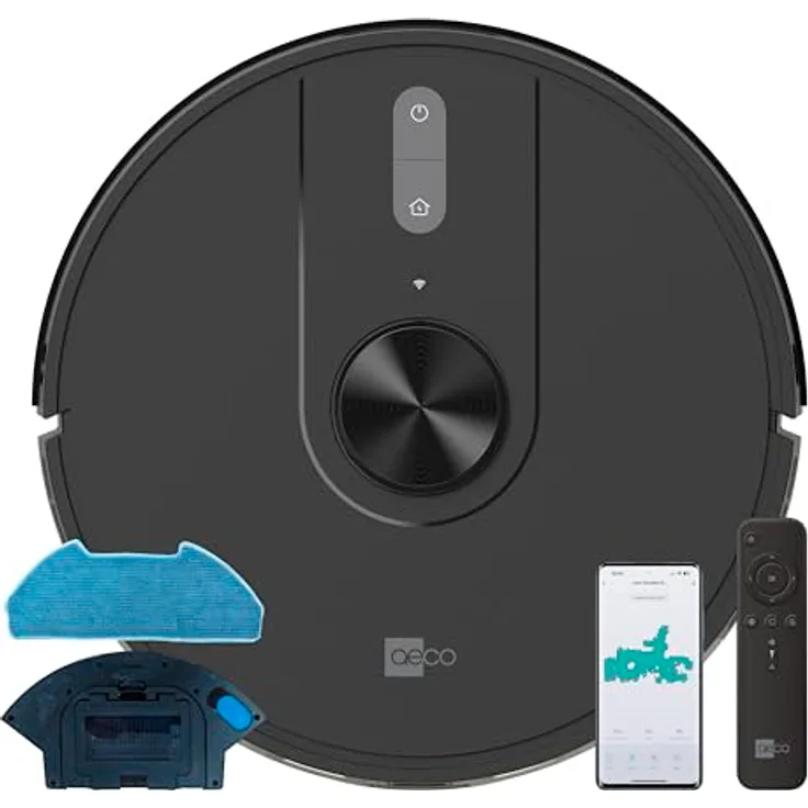 aeco VacuBot X5 Saug- & Wischroboter (5000Pa Saugkraft, LDS Navigation, 120m²Saugbereich, 100m²Wischbereich, 160min Akkulaufzeit, 18mm Hindernisüberwindung, Fernbedienung/App-Steuerung)