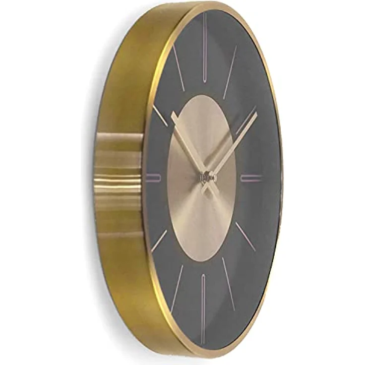 Moderne lautlose Aluminium Wanduhr 30 cm Durchmesser ohne Tickgeräusche für das Wohnzimmer, Schlafzimmer und Büro (Gold Aluminium) – Bild 3