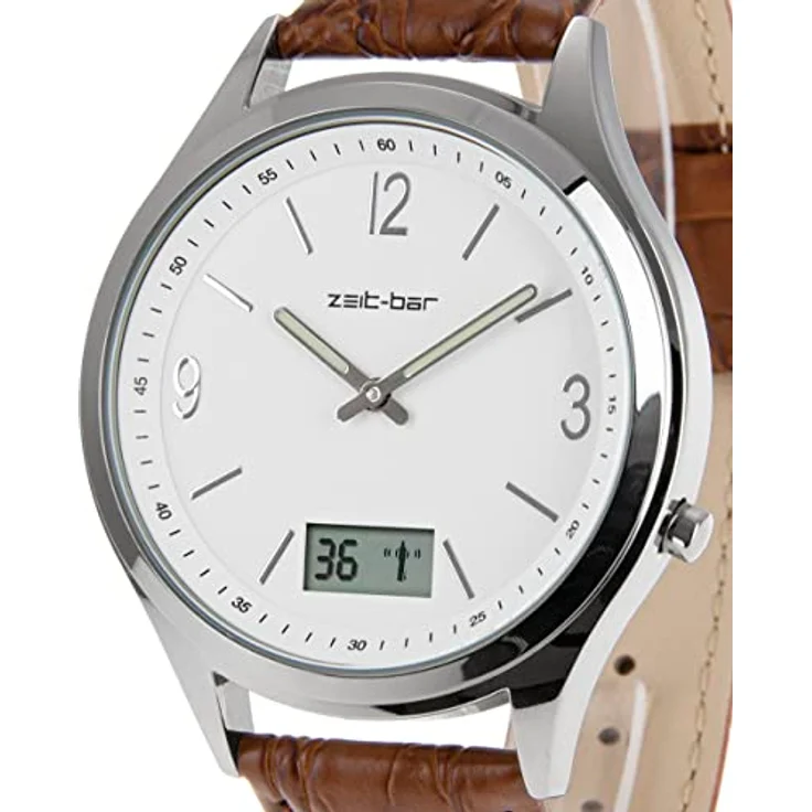 Zeit-Bar Funk-Armbanduhr Herren, mit Datums- und Sekundenanzeige, schwarz – Bild 5