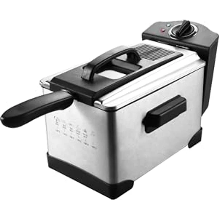 elta Edelstahl Fritteuse 3 Liter 2000W Elektro 800g Pommes frittieren, Temperaturkontrolle, verzinkter Frittierkorb, einstellbare Temperaturregelung – Bild 2