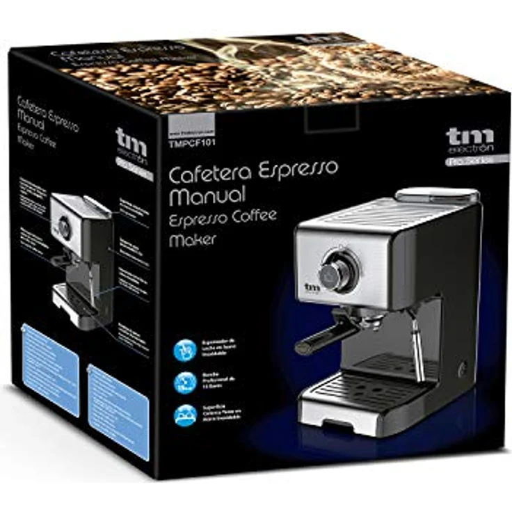 TM Electron TMPCF101 Manuelle Espressokocher mit 15 bar Druck, Edelstahl – Bild 8