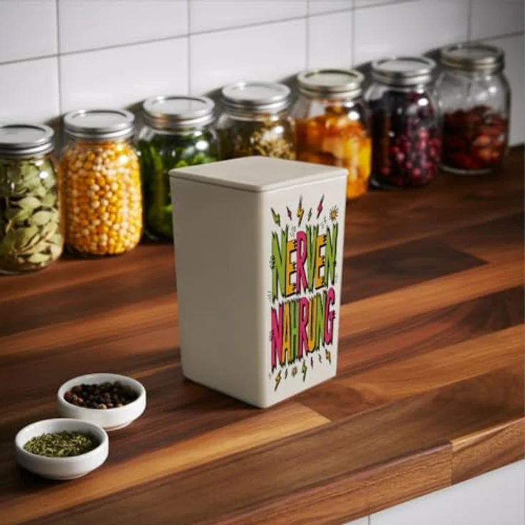 speecheese Nervennahrung VorratsDose 900ml im Retro Look für Süßigkeiten mit farbenfrohen Illustrationen und humorvollem Design – Bild 5
